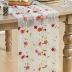 Artoid Mode Pink 3D Flower Gauze Embroidery Table Runner 120 Inch 10FT