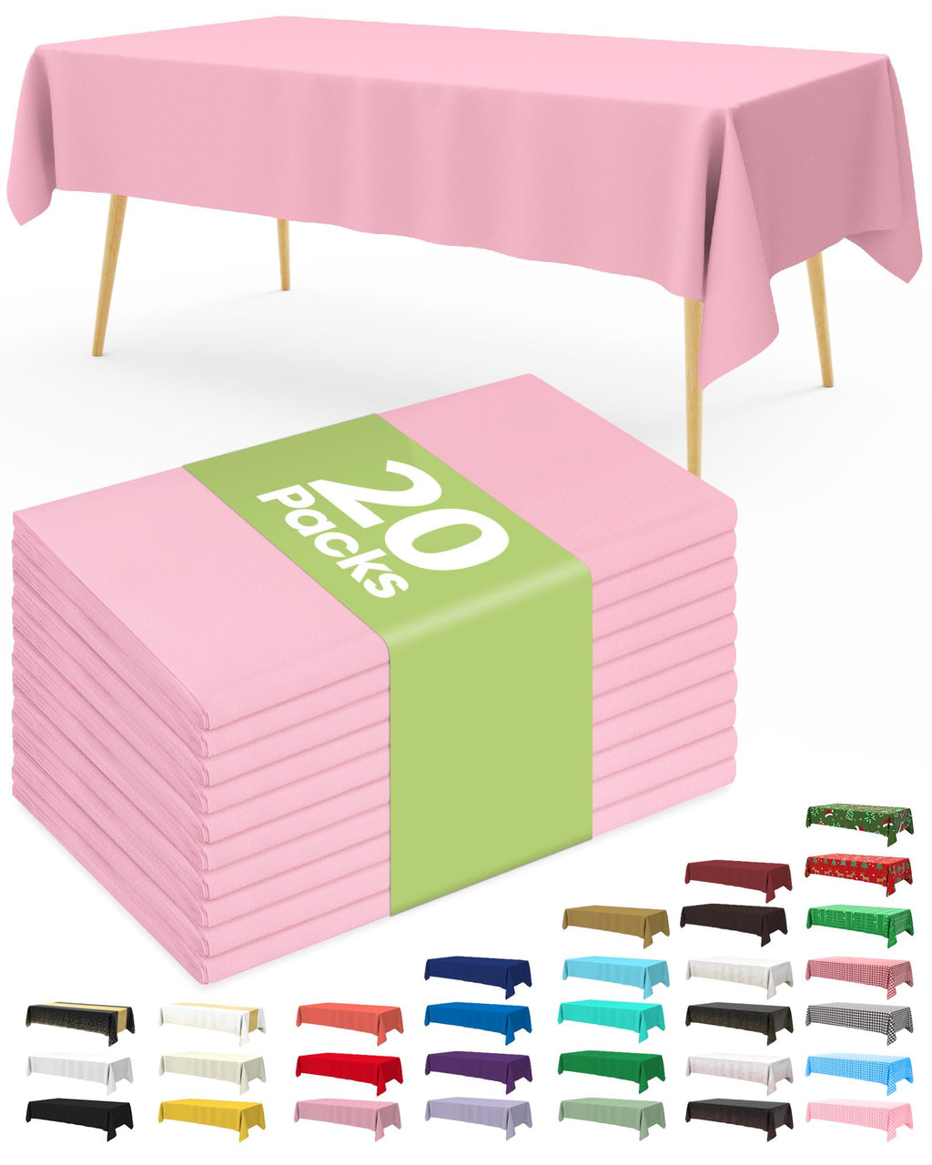 Pureegg 20 Pack Sage Green Disposable Plastic Tablecloth 54x108 Inch