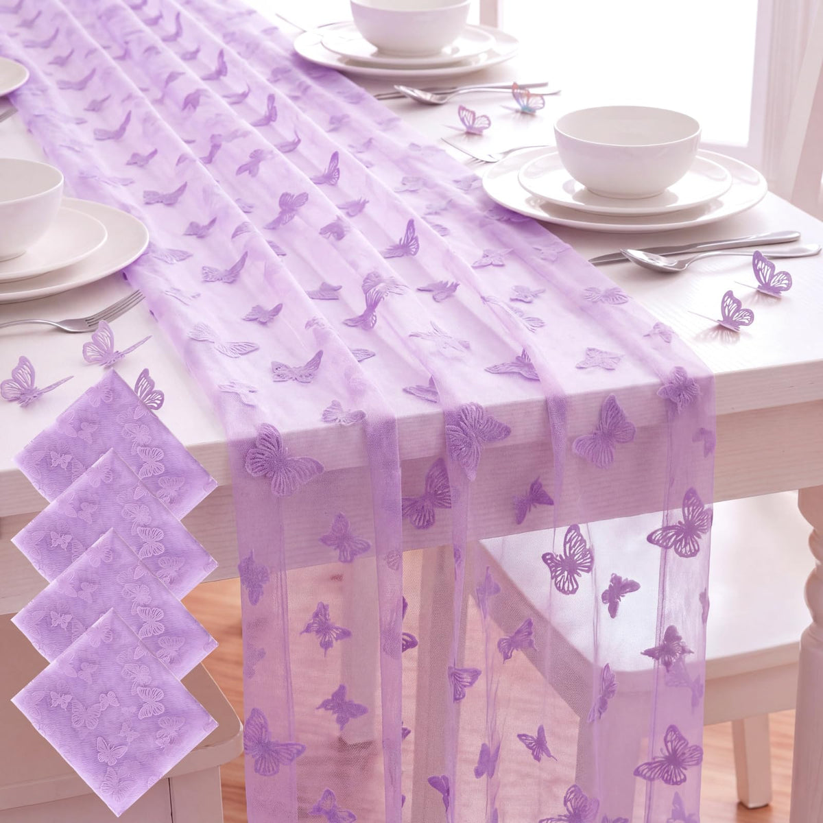 4 Pcs Pastel Colorful Tulle Table Runner Spring Summer Party