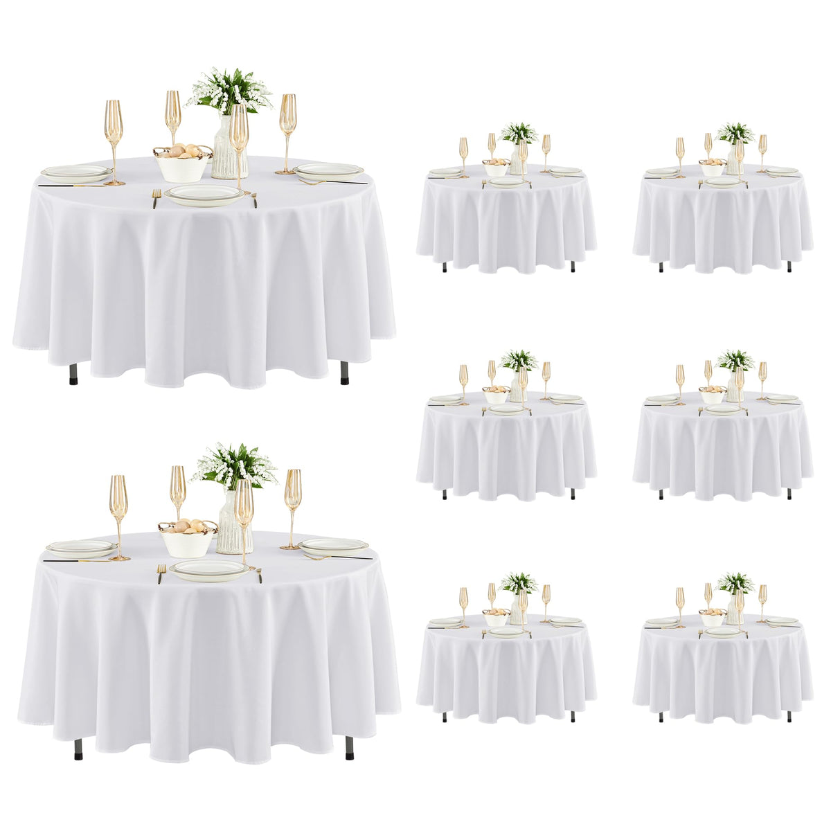 Fitable 6 Pack White Table Cloths 70x120 Inch for 6-8 Ft Rectangle Tables
