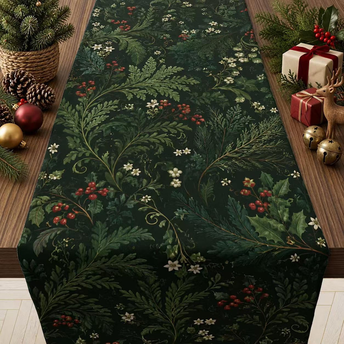 Thanksgiving Table Decor - Vintage Autumn Pumpkin Floral Table Runner