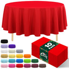 10 Pack Gold Round Tablecloth 84 Inch Round Plastic Table Cloth Disposable Waterproof Table Cover for Wedding Birthday Bridal Shower Party Decorations