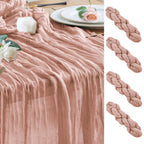Wokceer Cheesecloth Table Runner Beige 10FT Boho Gauze Runner, 2 Pack