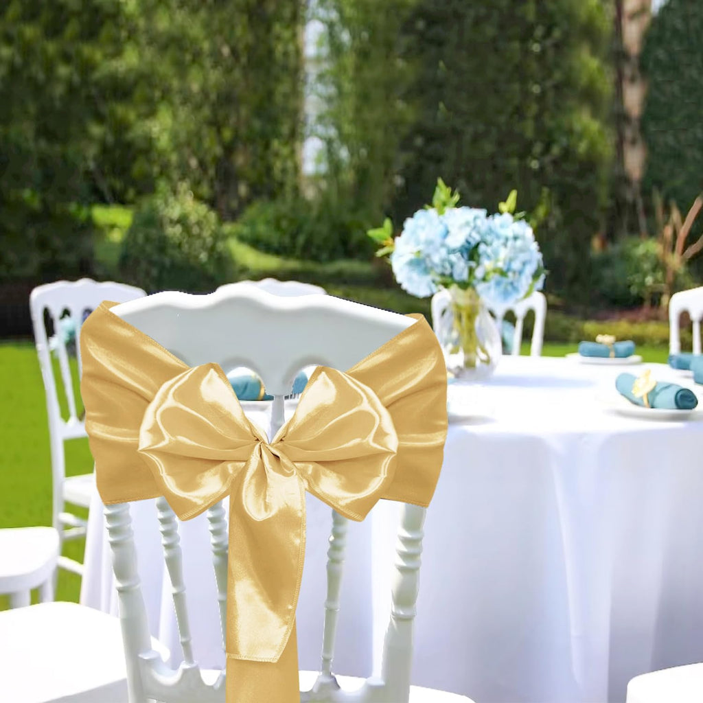 10 Pack Satin Table Runner 12 x 108 Inch Long Light Gold Smooth Silk Fabric Table Runner for Birthday Parties Wedding Banquets Decorations.