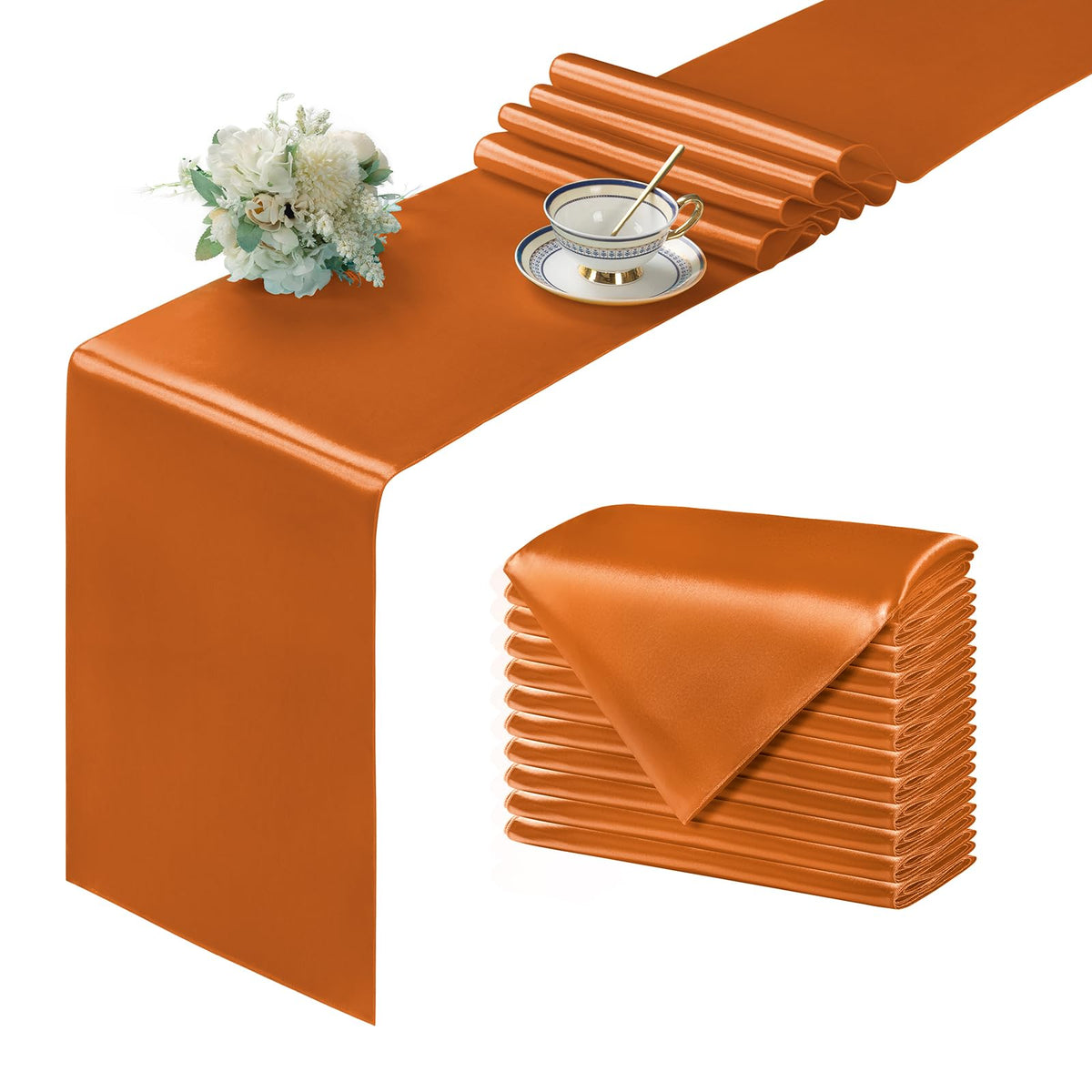Manyshofu Silver Satin Table Runner 12x108 - 12 Pieces