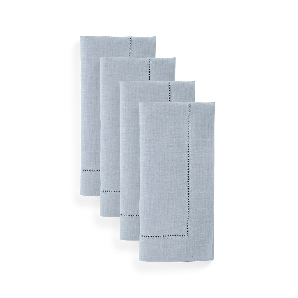 Solino Home 100% Pure Linen Placemats Green Hemstitch, 14 x 19 in, Set of 4