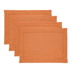Solino Home 100% Pure Linen Placemats Green Hemstitch, 14 x 19 in, Set of 4