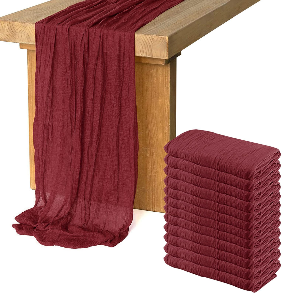 12 Pack Cheesecloth Table Runner, Runner Gauze Boho Wedding Decor Romantic Table Runner for Wedding Birthday Party(35" x 118") (Terracotta)