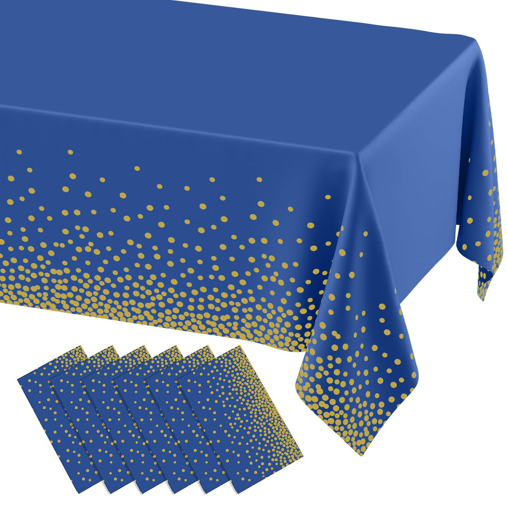 misaya 3 Packs Disposable Plastic Table Cloth, Gold Dots in White