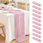 10 Pack Dusty Blue Cheesecloth Table Runner, 17x108 Inch Semi Sheer Boho Gauze Cheese Cloth Fabric Table Runners for Wedding Party Baby Shower Birthday Garden Farmhouse Table Decor