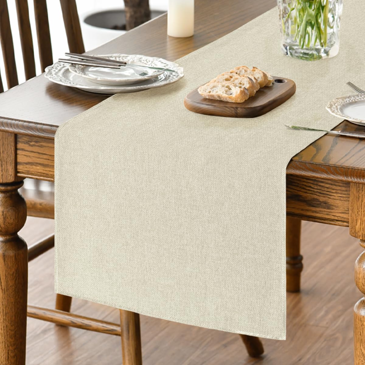 Artoid Mode Light Brown Table Runner, Seasonal Fall Washable Kitchen Dining Table Decoration for Home Party Decor 13x90 Inch