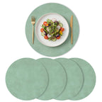 Artoid Mode Olive Green Faux Leather Placemats Set of 6, 15 Inch Waterproof Wipeable Heat Resistant Vinyl Place Mats, Reversible Table Mats for Kitchen Dining Decor