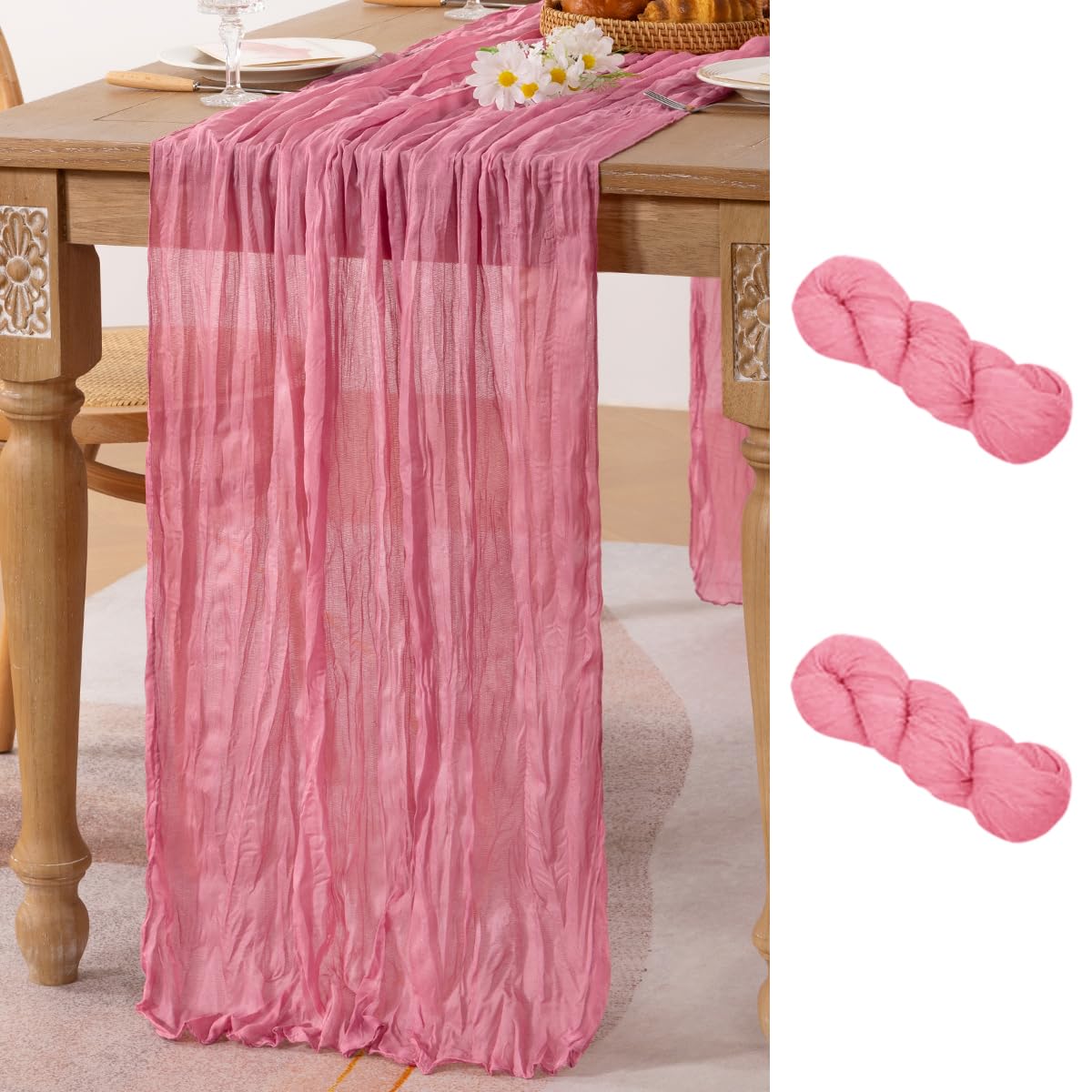Ivory Cheesecloth Table Runner Farmhouse Fall Table Runner 10ft, 12 Pack
