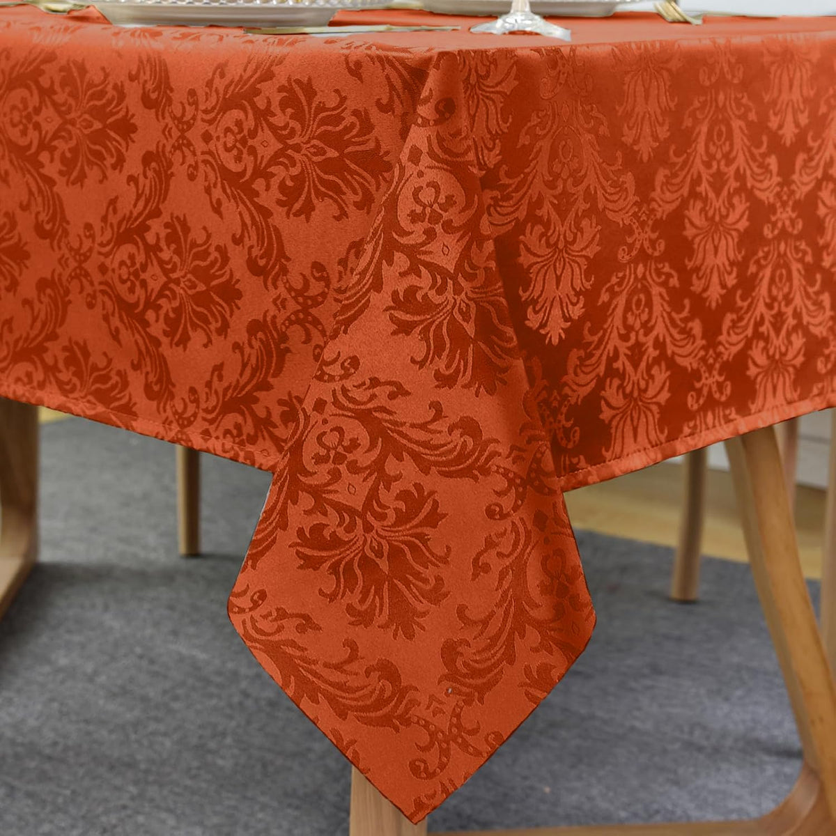 SASTYBALE White Jacquard Damask Rectangle Tablecloth, 60 x 120 Inch