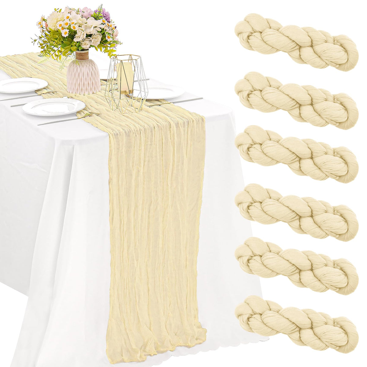 10FT Cheesecloth Table Runner Boho Party Home Decorations