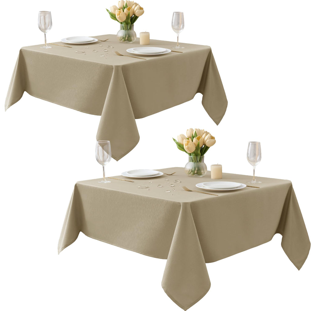 Table Cloths Rectangle 6ft, Slub Textured, Waterproof, 2-Pack