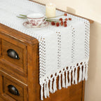 FEXIA Boho Table Runner Fall Burlap Brown Coffee Table Decor 12x72 Inch
