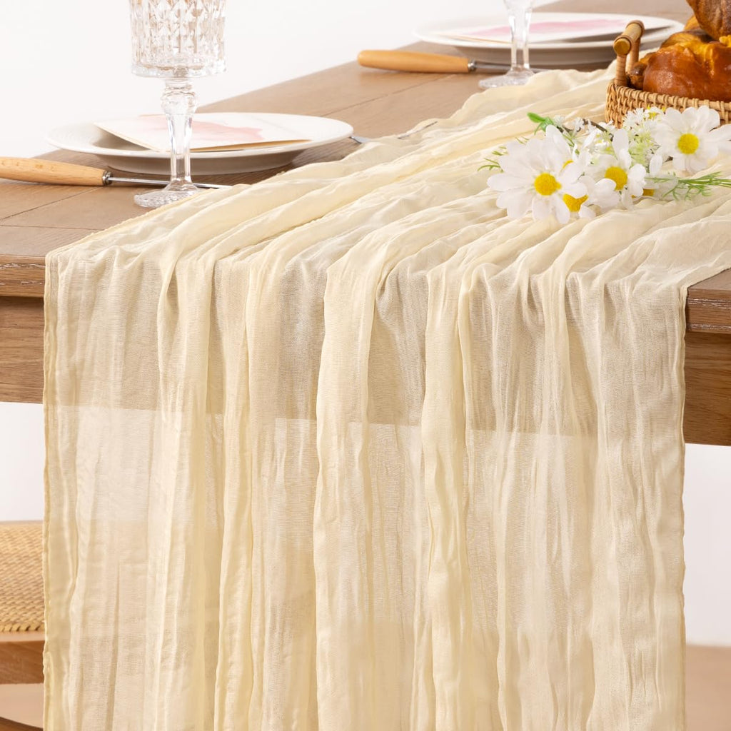 Ivory Cheesecloth Table Runner Farmhouse Fall Table Runner 10ft, 12 Pack