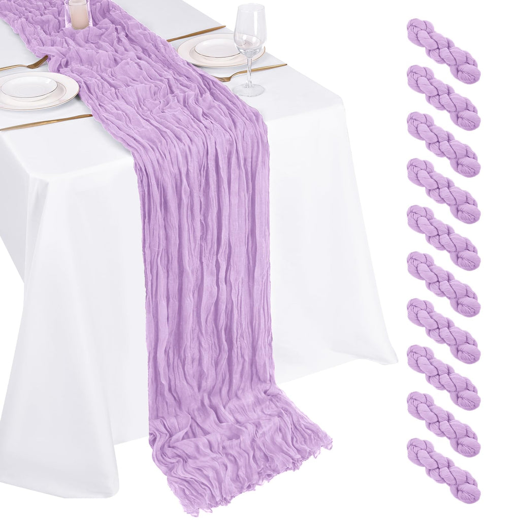 10 Pack Dusty Blue Cheesecloth Table Runner 17x108 Inch Boho Gauze Cheese Cloth Table Runners for Wedding Party Baby Shower Birthday Home Decor