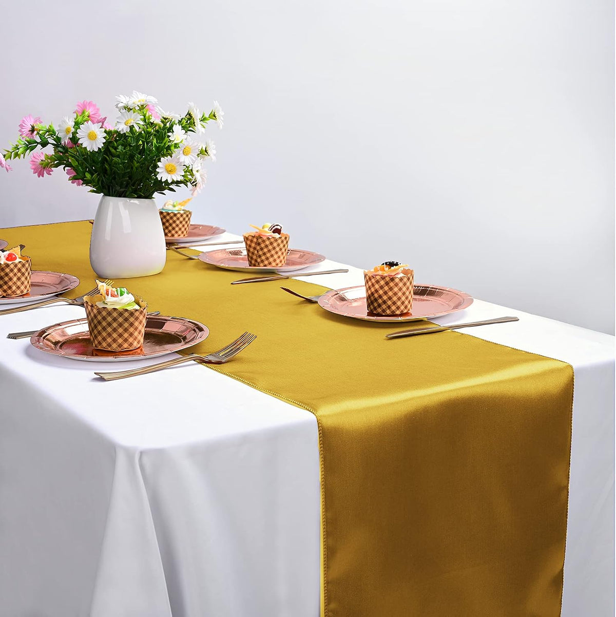 10-Pack Gold 12 x 108 inches Long Premium Satin Table Runner