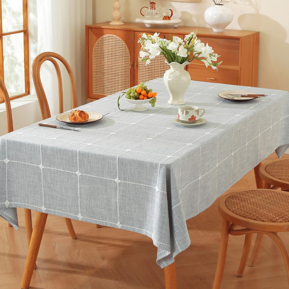 TruDelve 120 Inch Cotton Tablecloth Blue Table Cloths for 8 Foot Rectangle Tables Modern Extra Long Tablecloth(Blue,120"x52",Rectangular)