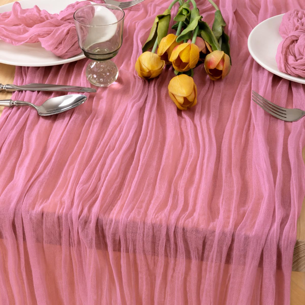 Ivory Cheesecloth Table Runner Farmhouse Fall Table Runner 10ft, 12 Pack