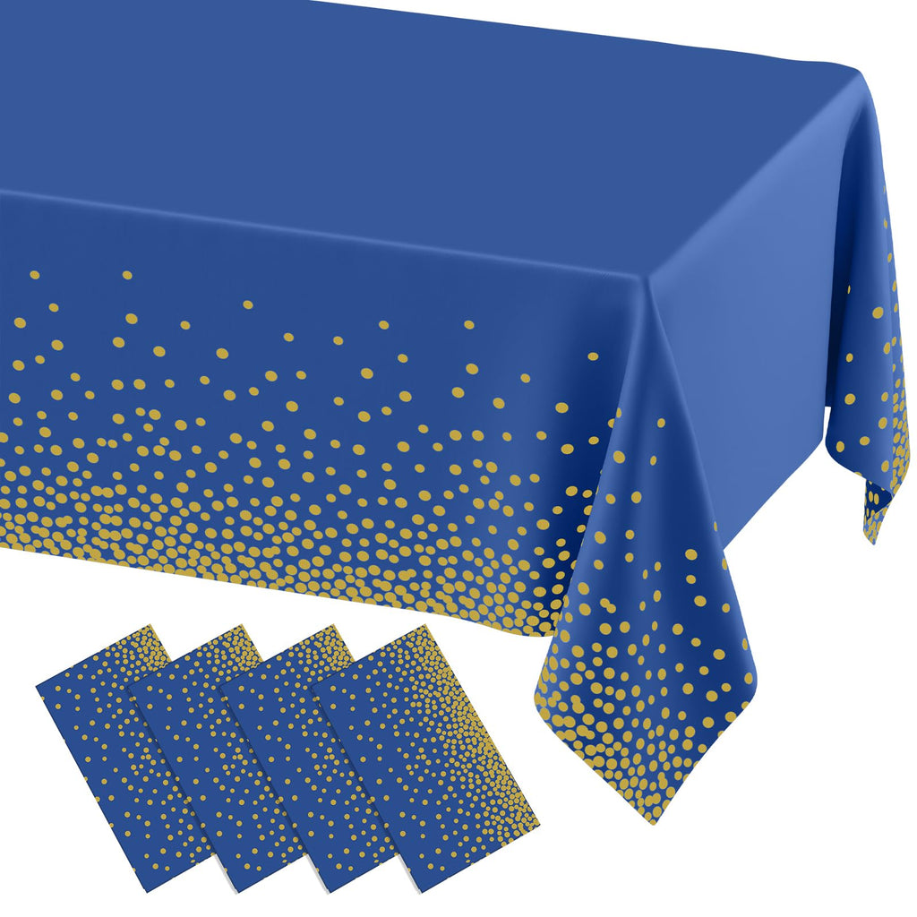 misaya 3 Packs Disposable Plastic Table Cloth, Gold Dots in White