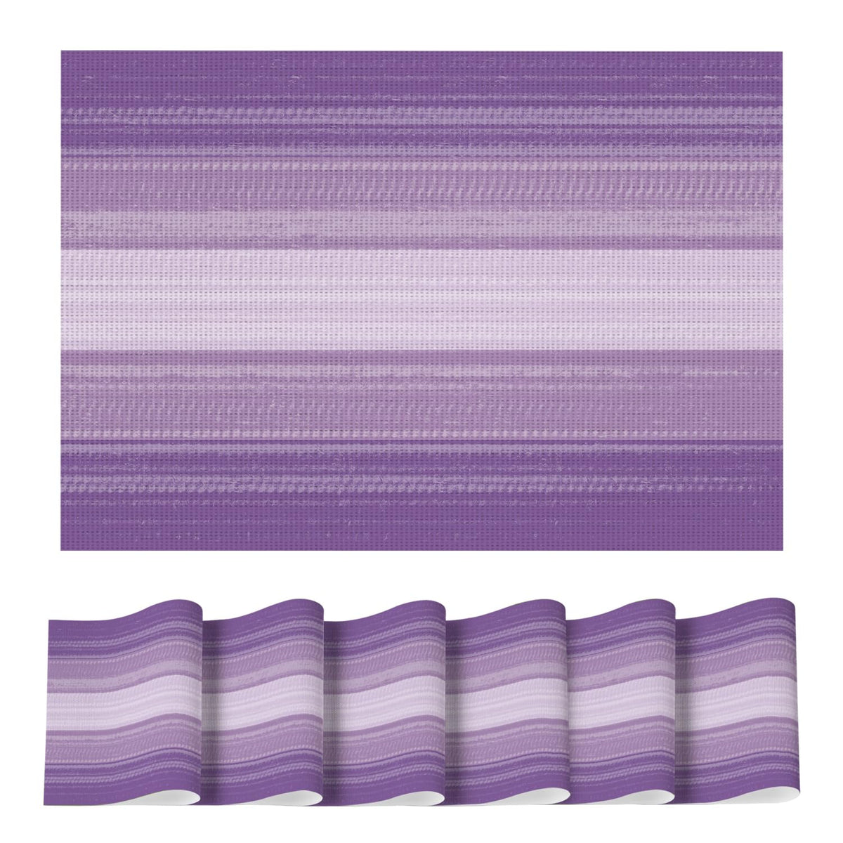 Artoid Mode Purple Gradient Stripes Placemats Set of 4, Washable Heat Resistant Non-Slip Woven Plastic Mardi Gras PVC Place Mats for Farmhouse Party Kitchen Dining Decor