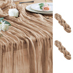 Wokceer Cheesecloth Table Runner Beige 10FT Boho Gauze Runner, 2 Pack
