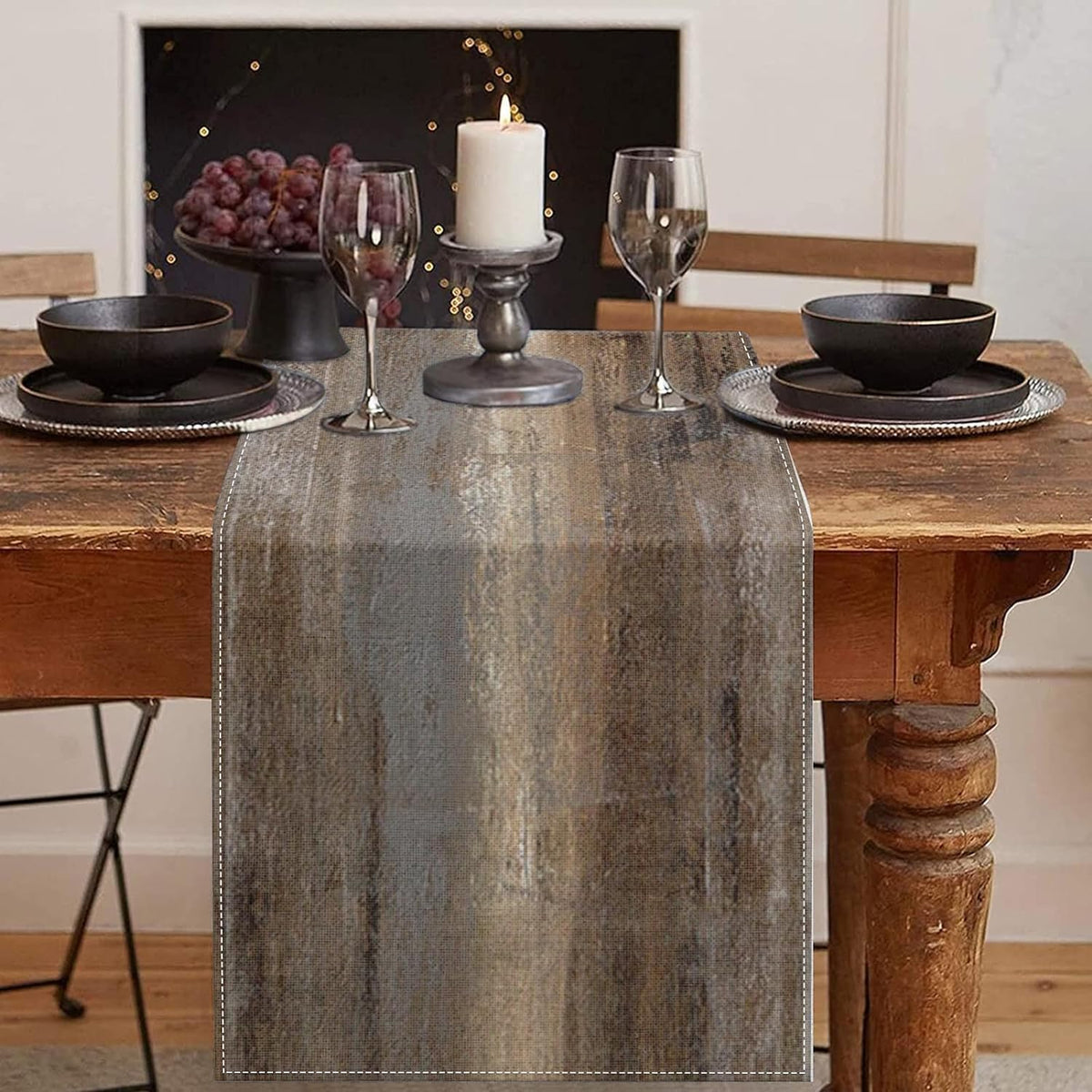 Emvency Table Runner, 13x72 Inch, Abstract Vintage Blue