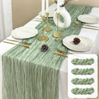 FEXIA Beige Cheesecloth Table Runner Gauze Rustic Boho Party Decoration