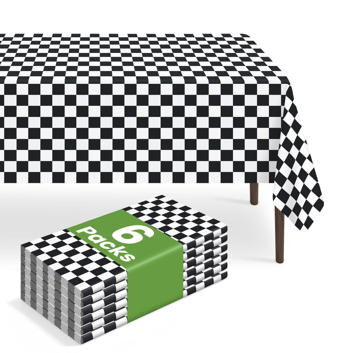 6 Pack Disposable Blue Gingham Plastic Tablecloth, 54 x 108 Inch
