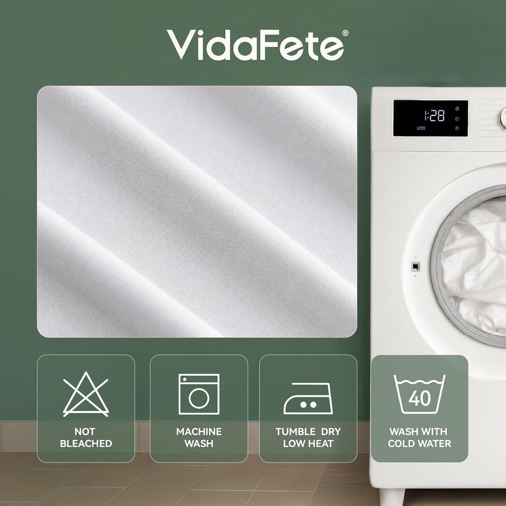 VidaFete Classic Series 140GSM Spandex Tablecloth 2Pcs, 6ft, White