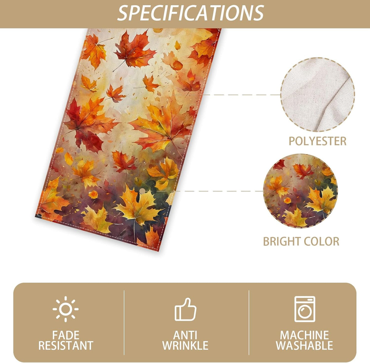 Rvsticty Fall Table Runner,Autumn Thanksgiving Decorations for Home Decor