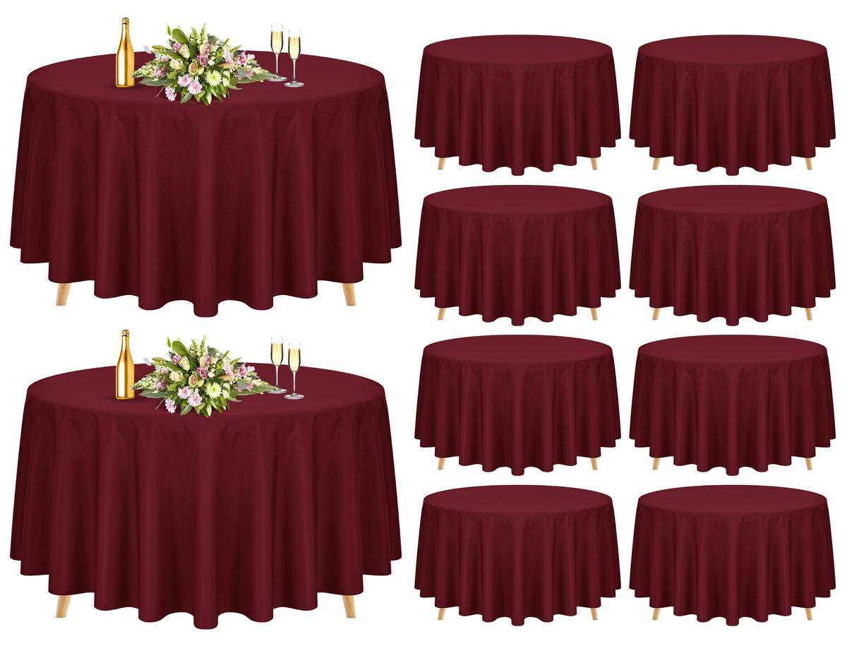 10 Pack Navy Blue Round Tablecloths 90 Inch, Polyester Round Table Cloth Circle Bulk Linen Washable Table Cloth Stain and Wrinkle Resistant Circle Table Cover for Wedding Party Dining Banquet