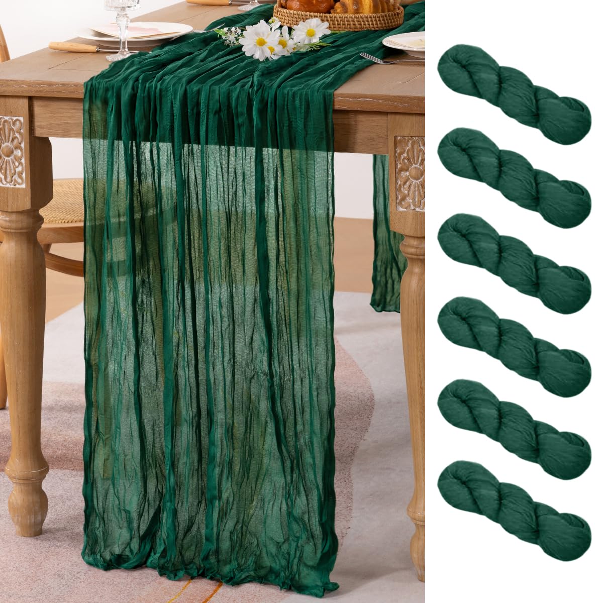 Ivory Cheesecloth Table Runner Farmhouse Fall Table Runner 10ft, 12 Pack