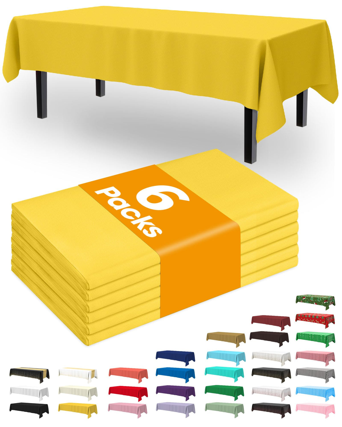 Pureegg Thanksgiving Tablecloths 6 Pack, 54 x 108 Inch, Pumpkin Harvest