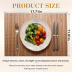 4-Pack Bamboo Placemats,Woven Heat-Resistant Rectangular Table Mats,Natural Dining Place Mats,Rustic Japanese Style Wood Mats for Indoor Dining,Kitchen and Party Use, Coffee