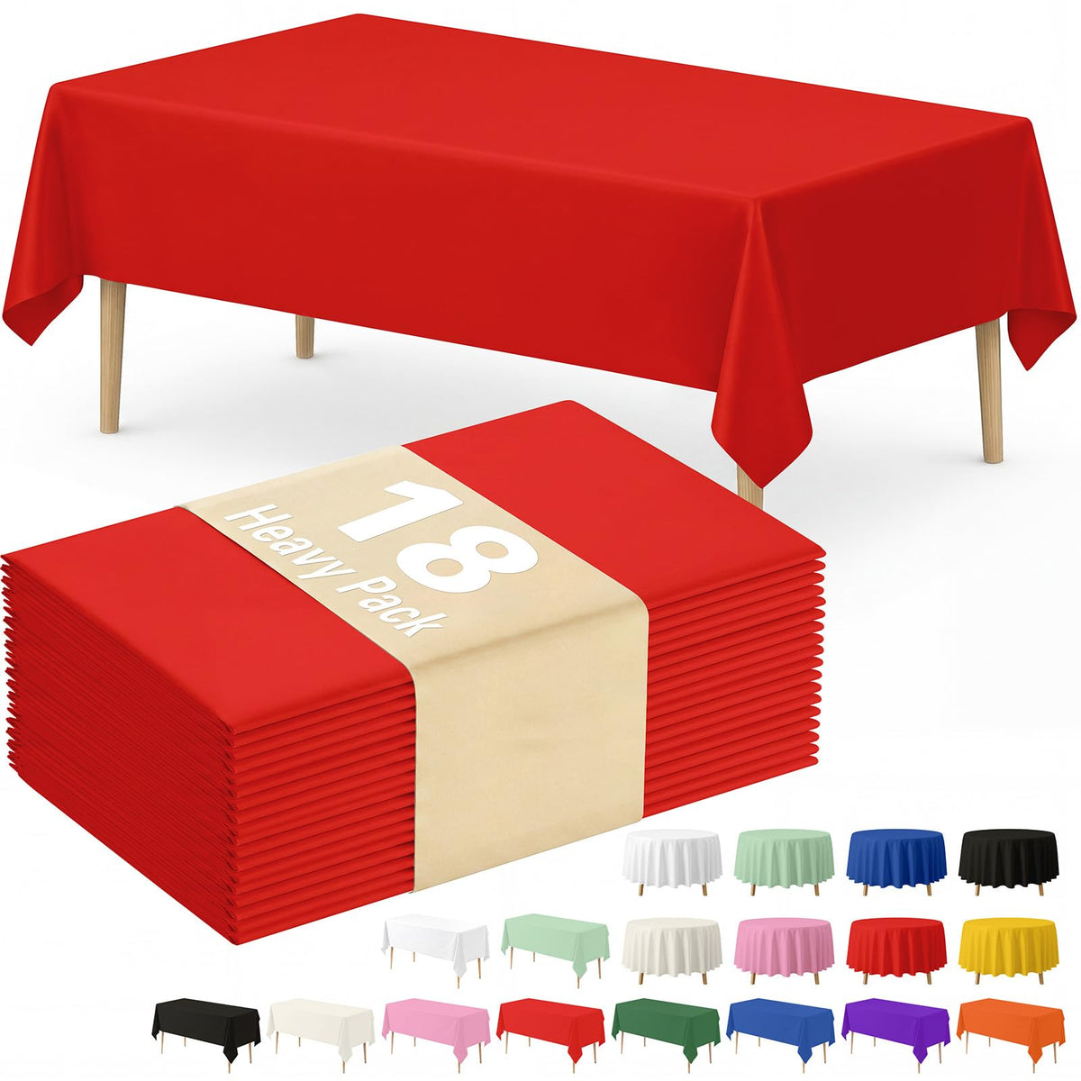 Fixwal 8 Pack Disposable White Rectangle Plastic Tablecloth, 70 x 120 Inch
