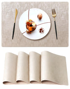 Brown Placemats Set of 4, Rustic Washable PVC Vinyl Woven for Dining Table, Stain Resistant Flat Pack No Curled Edges, Heat Resistant Non Slip, 17 x 12 Inch