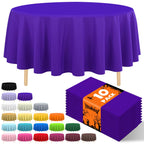 10 Pack Gold Round Tablecloth 84 Inch Round Plastic Table Cloth Disposable Waterproof Table Cover for Wedding Birthday Bridal Shower Party Decorations