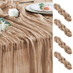 Wokceer Cheesecloth Table Runner Beige 10FT Boho Gauze Runner, 2 Pack
