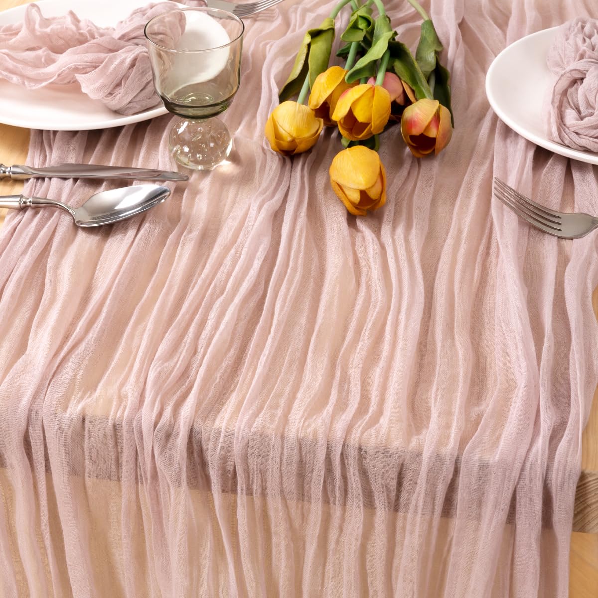 Ivory Cheesecloth Table Runner Farmhouse Fall Table Runner 10ft, 12 Pack