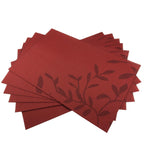 Place Mats PVC Set of 6, Table Placemats Set of 6 PVC Table Mats Natural Color (6 pcs, Red Leaves)