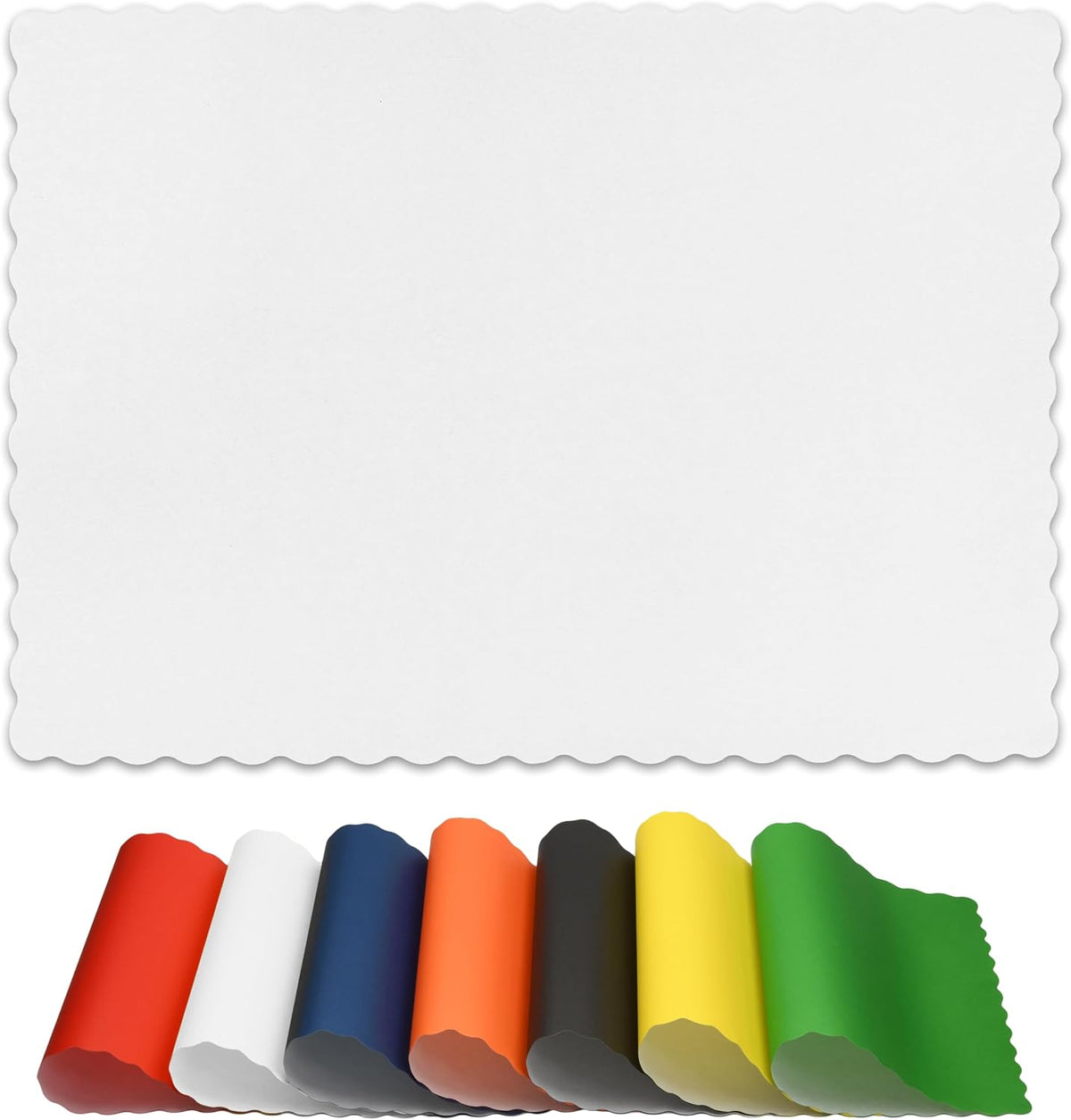 Disposable Paper Placemats – Premium, 100 Pack of White Scalloped Edge Placemats, Perfect Size 10x 14