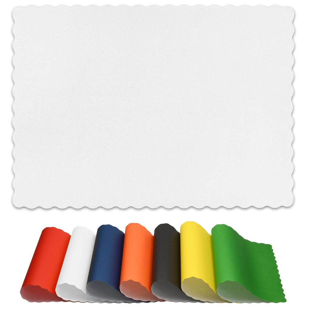 Disposable Paper Placemats – Premium, 100 Pack of White Scalloped Edge Placemats, Perfect Size 10x 14