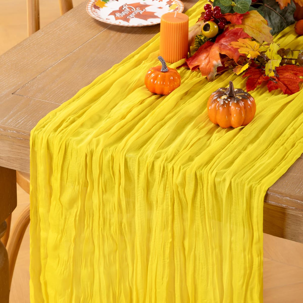 Ivory Cheesecloth Table Runner Farmhouse Fall Table Runner 10ft, 12 Pack