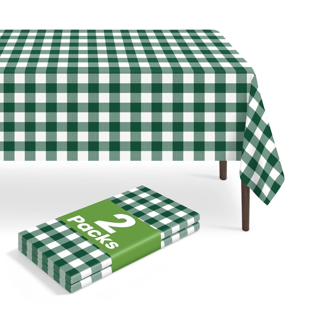 6 Pack Disposable Blue Gingham Plastic Tablecloth, 54 x 108 Inch