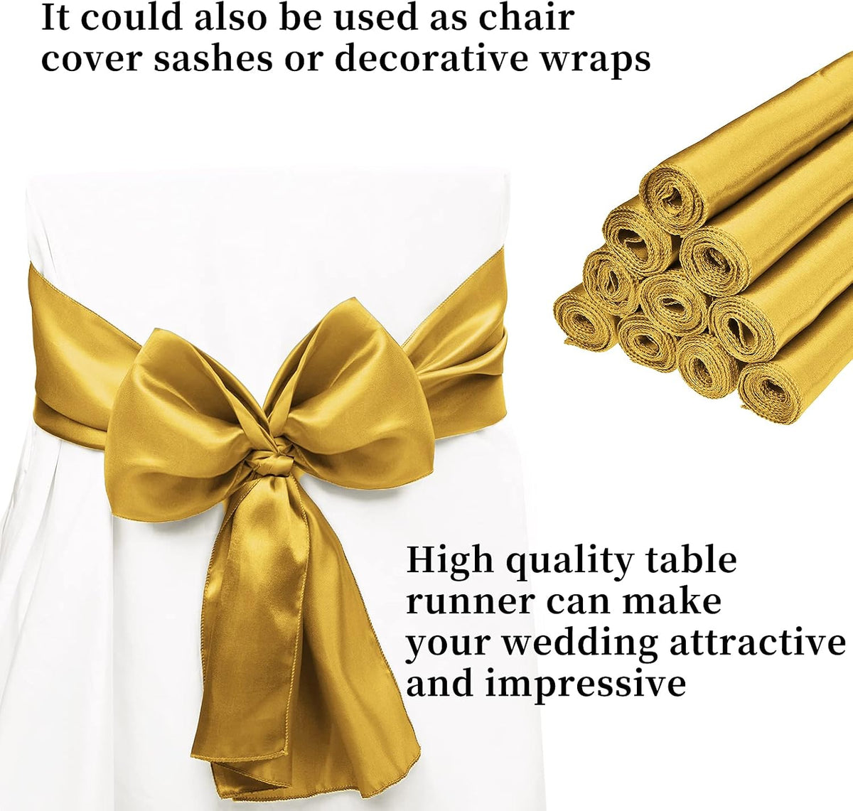 10-Pack Gold 12 x 108 inches Long Premium Satin Table Runner