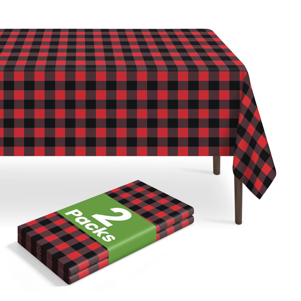 6 Pack Disposable Blue Gingham Plastic Tablecloth, 54 x 108 Inch